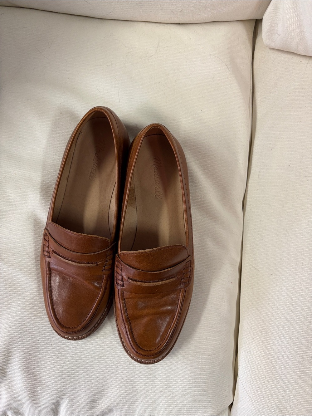 Madewell Men's Tan Leather Penny Loafers